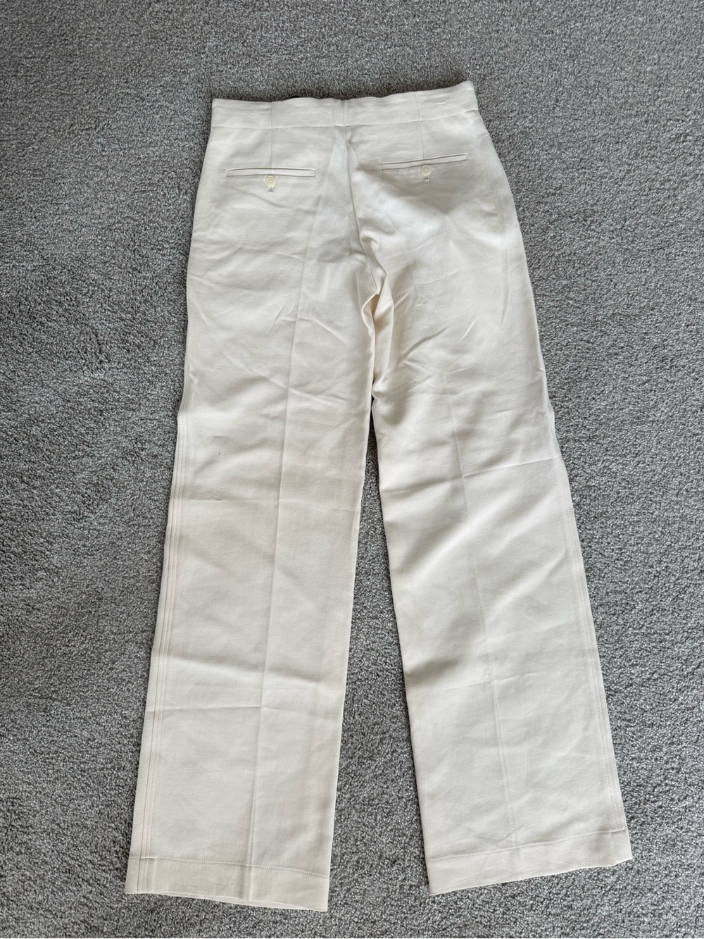 Helmut Lang Cream Wide-Leg High-Rise Trousers - Picture 5 of 5